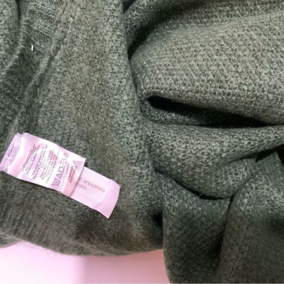 LOFT M/L Medium Large Heather Green Knit Poncho Sweater Wool Blend Soft Cozy - Picture 9 of 9